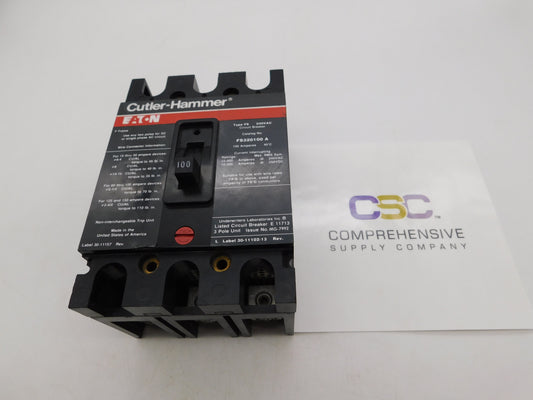 FS320100A - Eaton 100A Amp 3P Pole 22kA@240V Feed Through Circuit Breaker