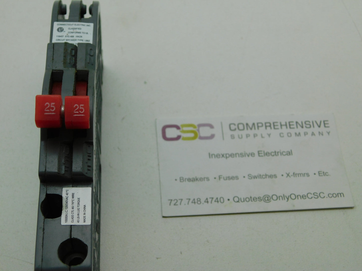 UBIZ-0225 - Connecticut Electric 25A Amp 2P Pole 10kA@120/240V Plug On Zinsco Replacement Circuit Breaker