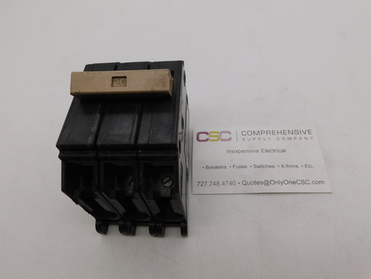 CH320 - Cutler Hammer 20A Amp 3P Pole 10kA@240V Plug On Circuit Breaker