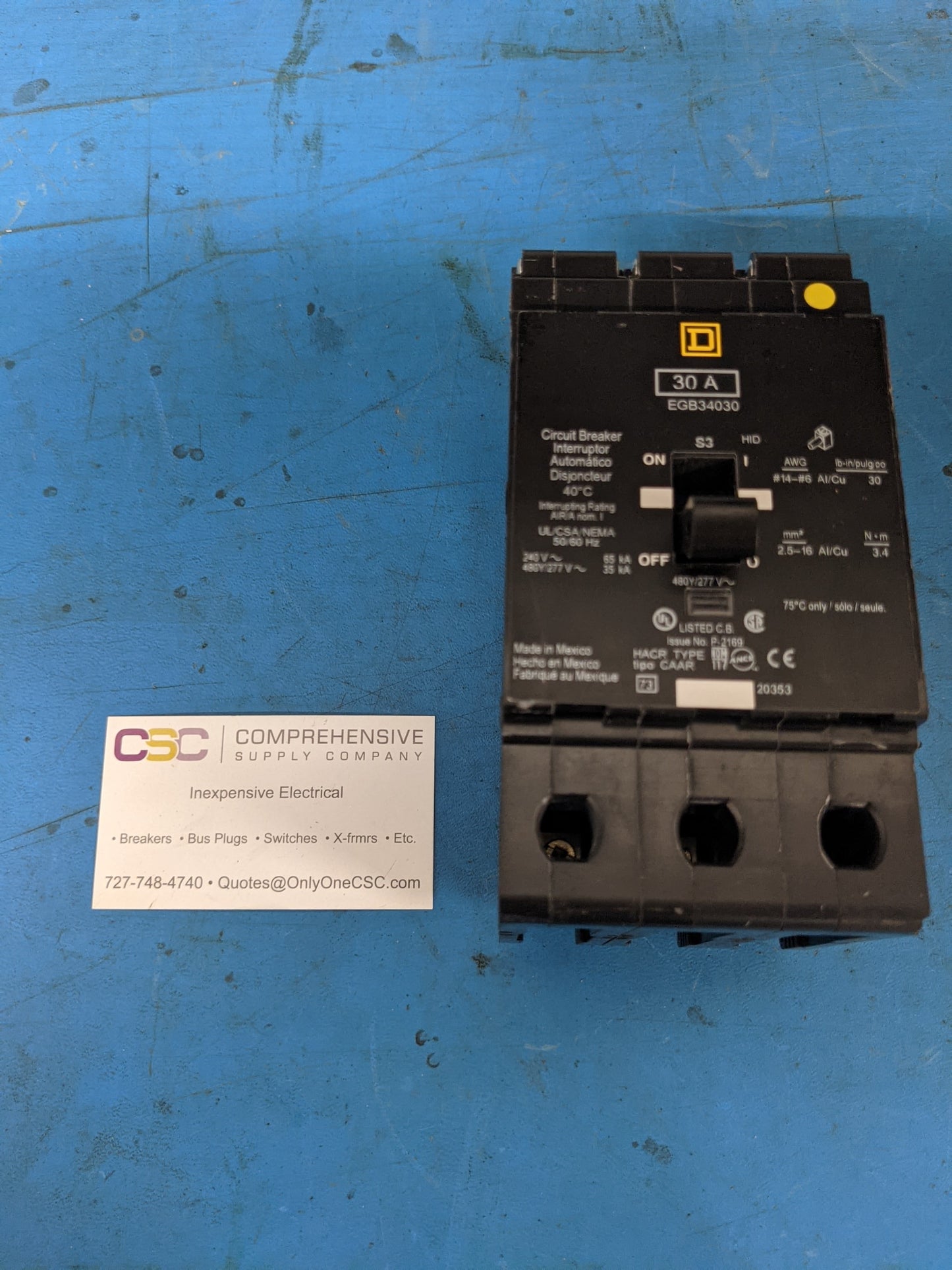 EGB34030 - Square D 30A Amp 3P Pler 277V 35kA@480V Bolt On Egb Circuit Breaker