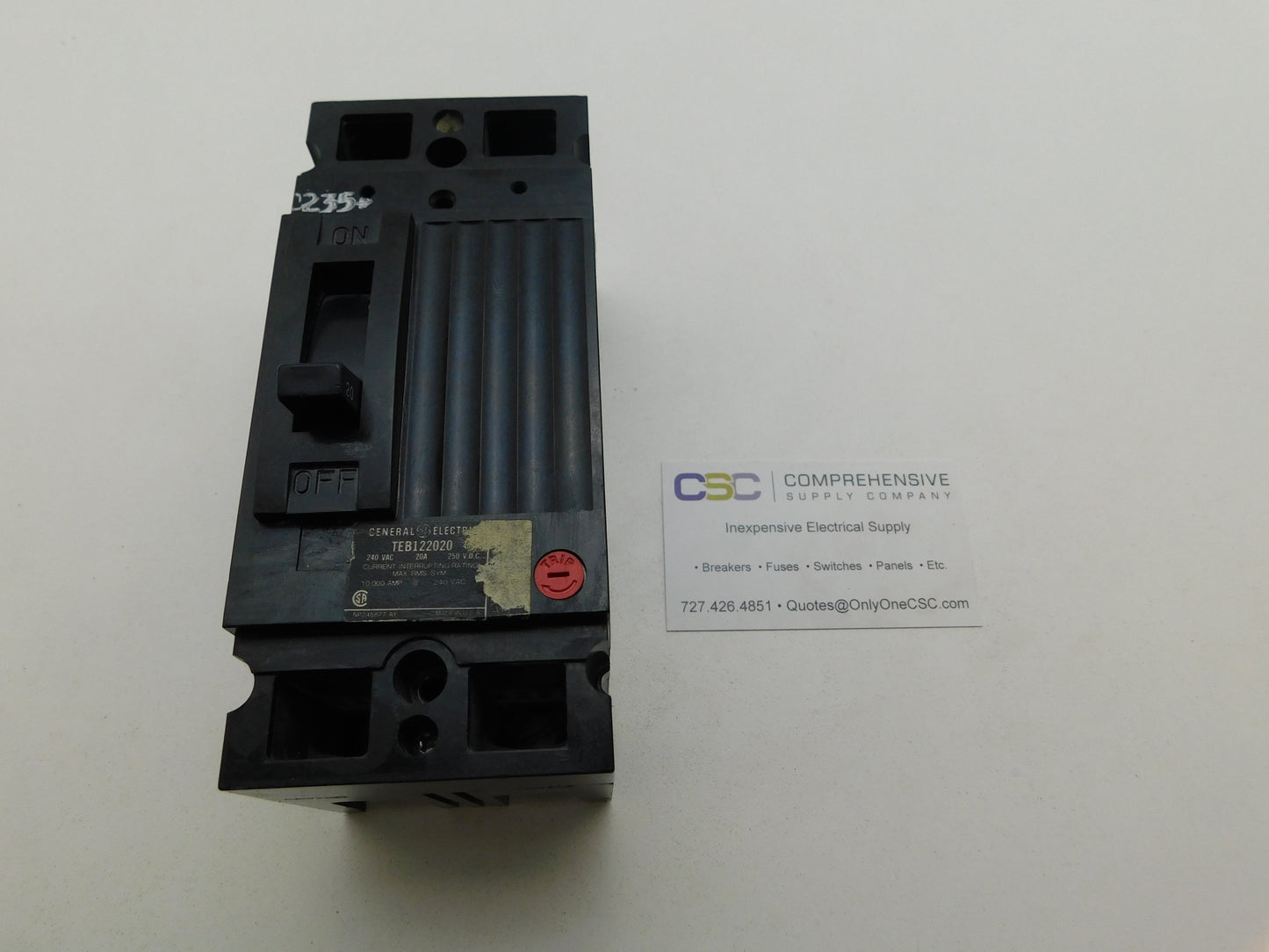 TEB122020 - GE 20A Amp 2P Pole 10kA@240V Bolt On Circuit Breaker - Older Series