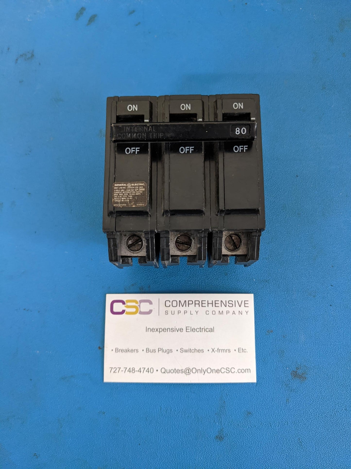 THQL32080 - GE 80A Amp 3P Pole 10kA@240V Plug On Circuit Breaker - Older Series