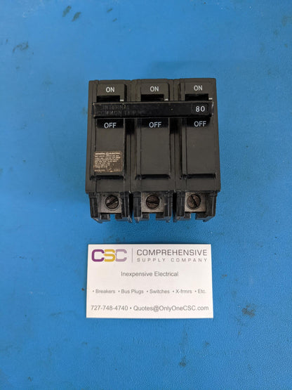 THQL32080 - GE 80A Amp 3P Pole 10kA@240V Plug On Circuit Breaker - Older Series