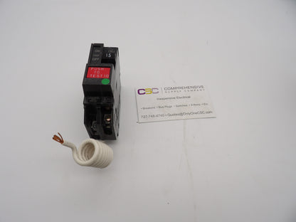 THQL1115GF - GE 15A Amp 1P Pole 10kA@120V Plug On Ground Fault GFCI Circuit Breaker
