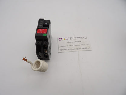 THQL1115GF - GE 15A Amp 1P Pole 10kA@120V Plug On Ground Fault GFCI Circuit Breaker