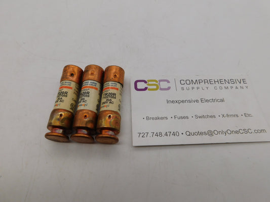 TR20R - Mersen 20A Amp 250V Class Rk5 Tri-Onic Time Delay Cartridge Fuse - 3Pk