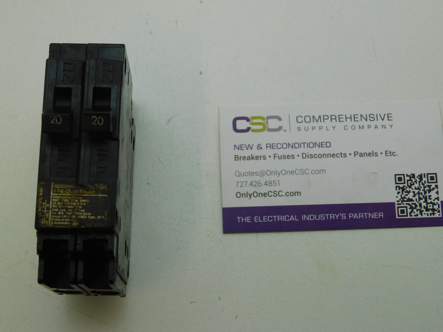 Q2020NC - Siemens 20/20A Amp 2X1P Pole 10kA@120/240V Plug On Duplex Circuit Breaker - Older Series W/Non-Ctl