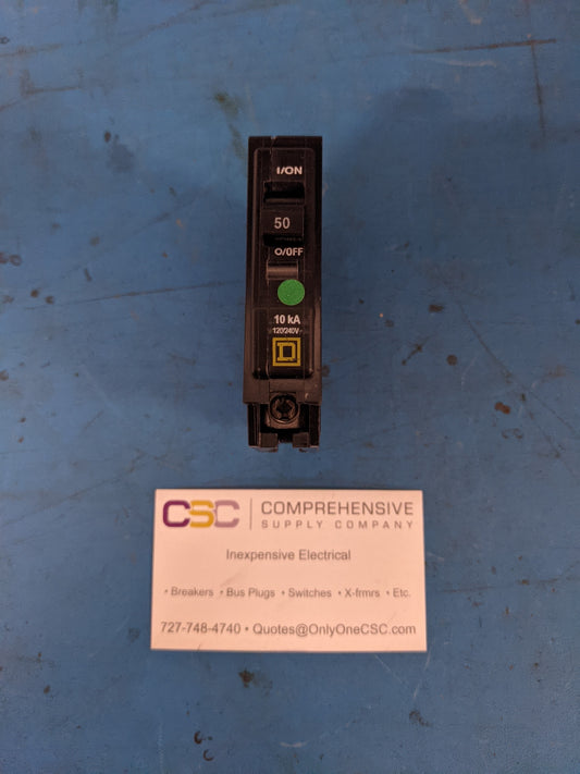 QO150 - Square D 50A Amp 1P Pole 10kA@120/240V Plug On Qo Circuit Breaker