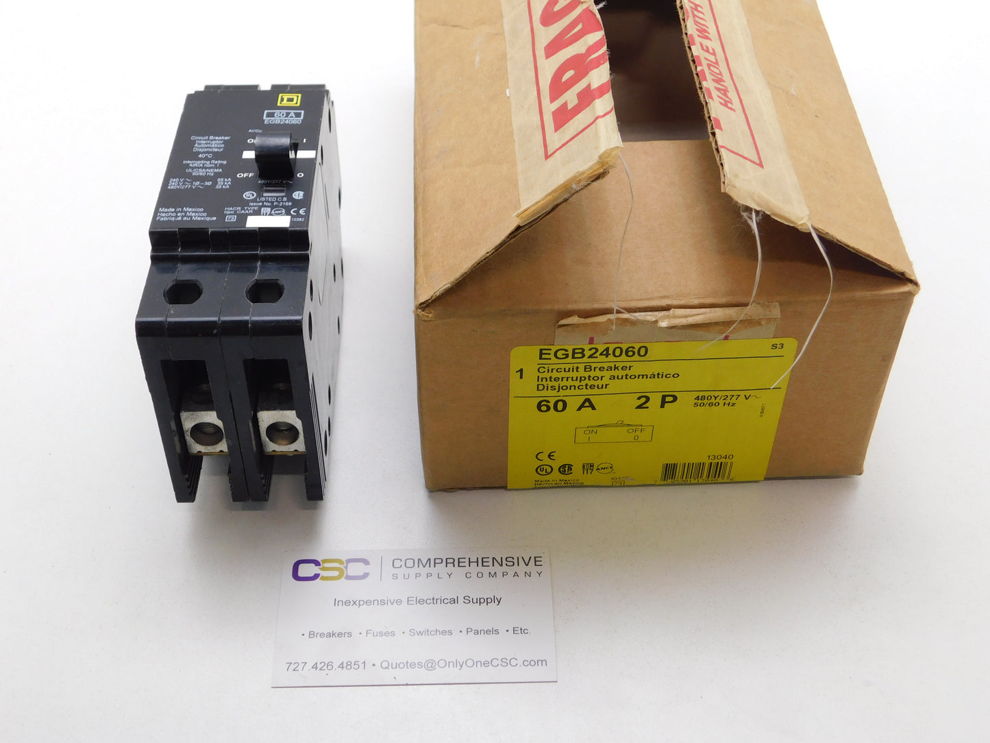 EGB24060 - Square D 60A Amp 2P Pole 35kA@480Y/277V Bolt On Circuit Breaker