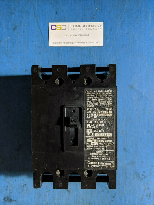 CCH3125 - Cutler Hammer 125A Amp 3P Pole 25kA@240V Bolt On Circuit Breaker