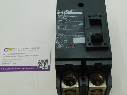 QDP22225TM - Square D 225A Amp 2P Pole 25kA@240V Bolt On Powerpack Circuit Breaker