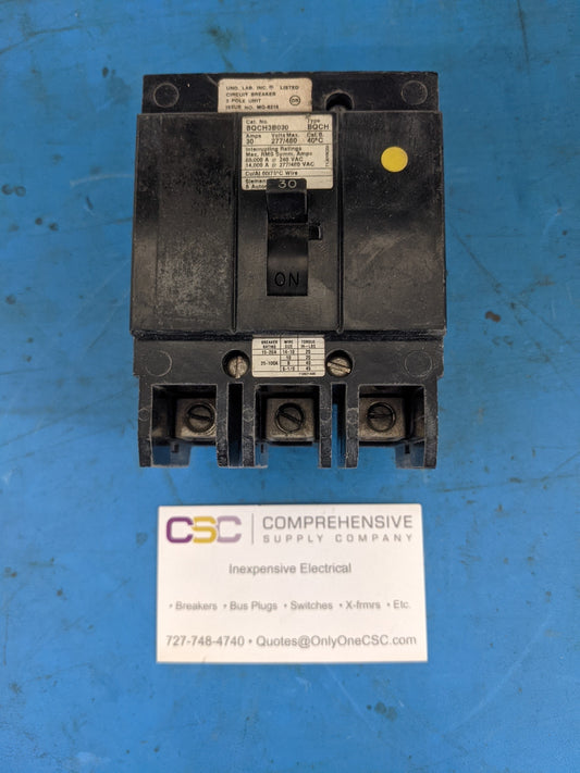 BQCH3B030 - Siemens 30A Amp 3P Pole 14kA@277/480V Bolt On Circuit Breaker
