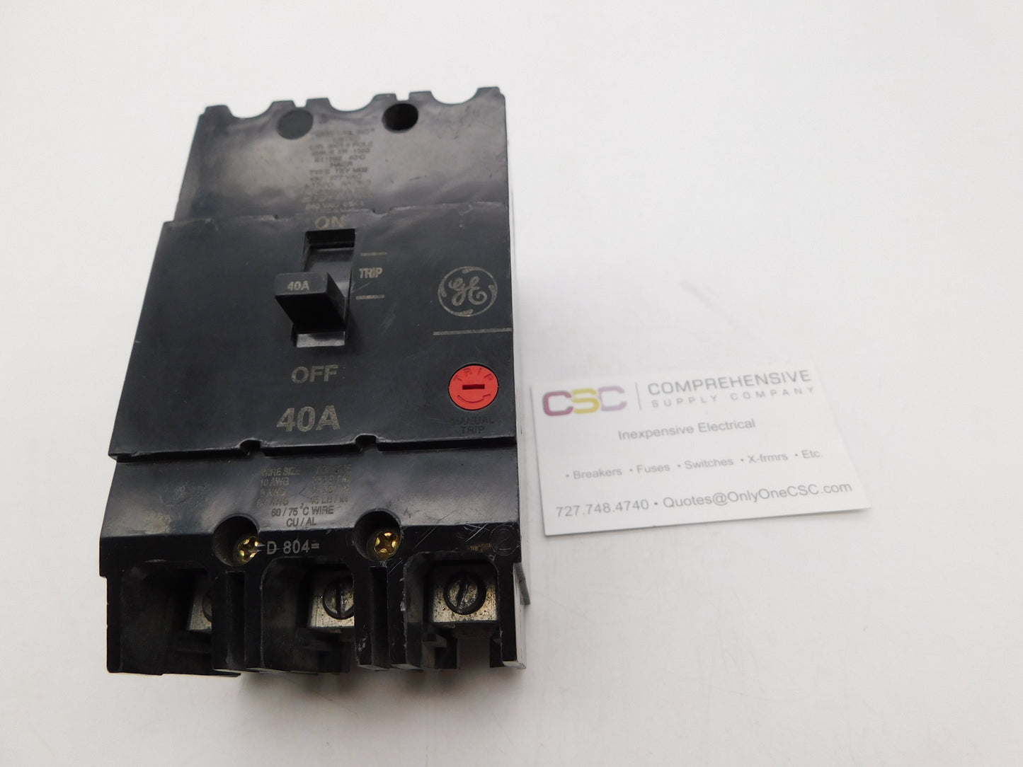 TEY340 - GE 40A Amp 3P Pole 14kA@480/277V Bolt On Circuit Breaker