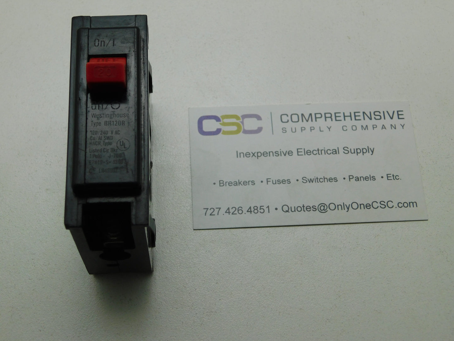 BR120R - Bryant 20A Amp 1P Pole 10kA@120/240V Plug On Circuit Breaker W/Red Handle