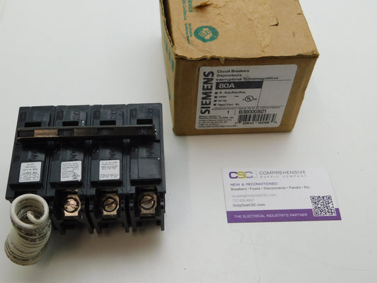 B38000S01 - Siemens 80A Amp 3P Pole 10kA@240V Bolt On Circuit Breaker W/120V Shunt Trip