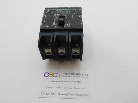 BQD325 - Siemens 25A Amp 3P Pole 14kA@480Y/277V Bolt On Black Circuit Breaker