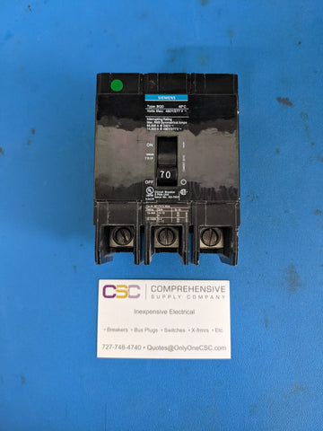 BQD370 - Siemens 70A Amp 3P Pole 14kA@480Y/277V Bolt On Circuit Breaker