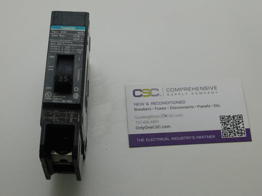 BQD125 - Siemens 25A Amp 1P Pole 120/277V 14kA@277V Bolt On Black Circuit Breaker