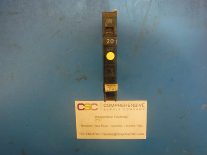 THQP120 - GE 20A Amp 1P Pole 10kA@120/240V Plug On Thin Circuit Breaker - Older Series