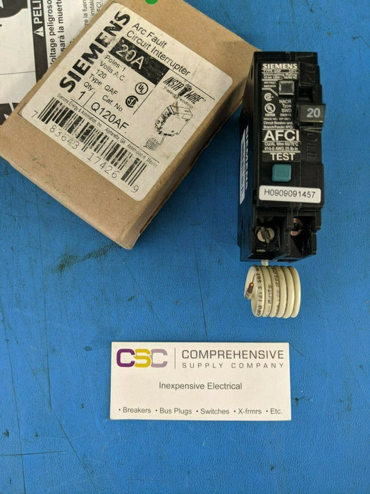 Q120AF - Siemens 20A Amp 1P Pole 10kA@120V Plug On Arc Fault AFCI Circuit Breaker