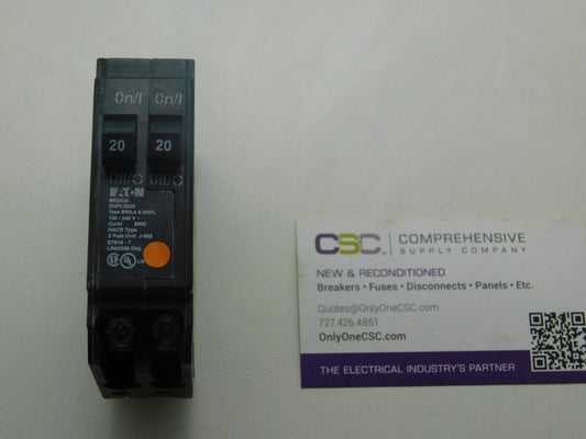 BR2020 - Eaton 20/20A Amp 2X1P Pole 10kA@120/240V Plug On Duplex Circuit Breaker