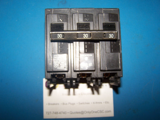 B330H - Siemens 30A Amp 3P Pole 22kA@120/240V Bolt On Circuit Breaker