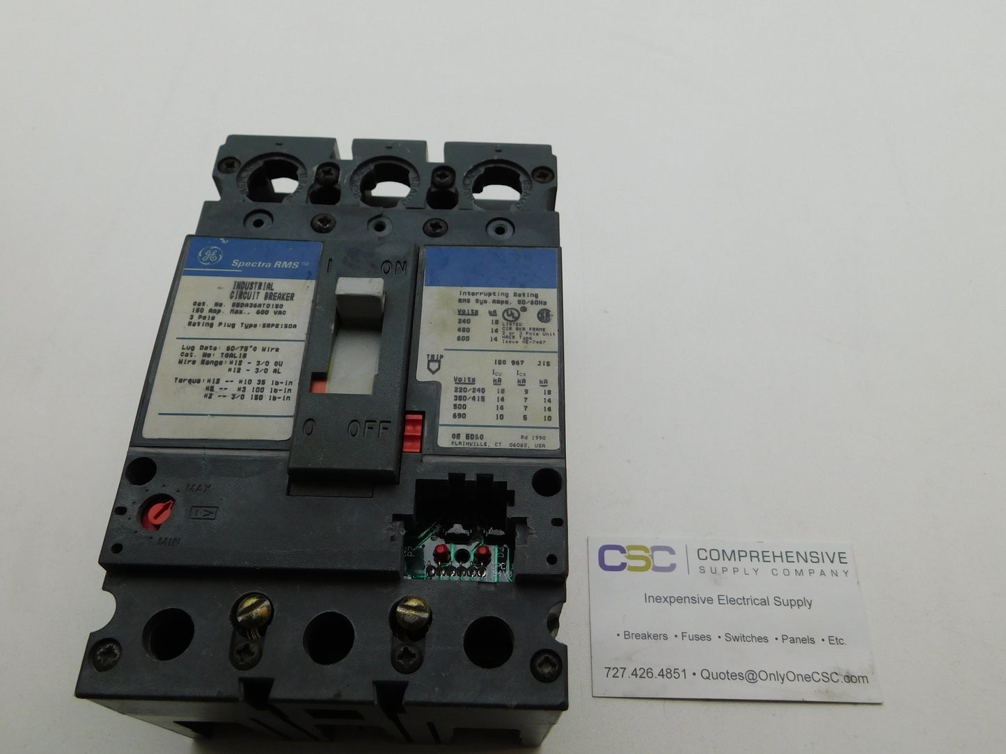 SEDA36AT0150 - GE 150A Amp 3P Pole 600V 18kA@480V Bolt On Circuit Breaker