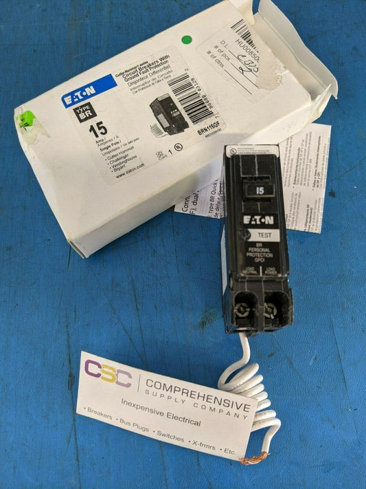 BRN115GF - Cutler Hammer 15A Amp 1P Pole 10kA@120V Plug On Ground Fault GFCI Circuit Breaker