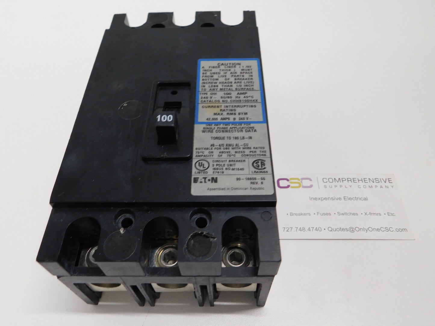 CHH3100H4X - Eaton 100A Amp 3P Pole 42kA@240V Bolt On Circuit Breaker