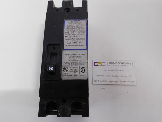 CHH2100 - Cutler Hammer 100A Amp 2P Pole 100kA@240V Feed Through Circuit Breaker W/Blue Label