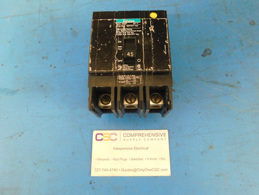 BQD345 - Siemens 45A Amp 3P Pole 14kA@480Y/277V Bolt On Black Circuit Breaker