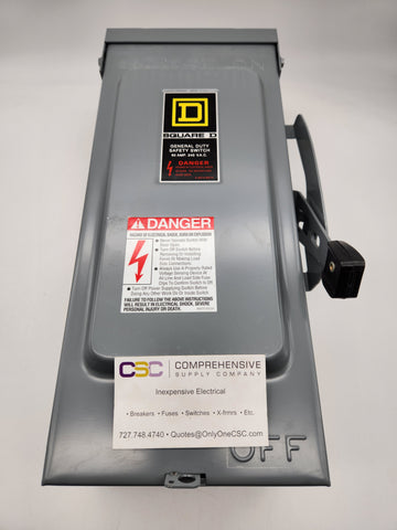 D222NRB - Square D 60A Amp 2P Pole 240V Nema 3R Fusible General Duty Safety Switch W/Neutral