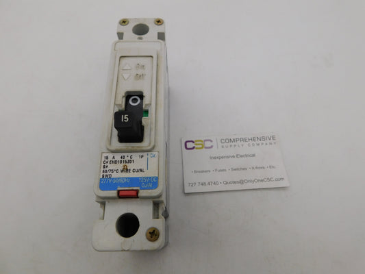 EHD1015Z01 - Westinghouse 15A Amp 1P Pole 14kA@277V Feed Through Circuit Breaker W/Blue Label