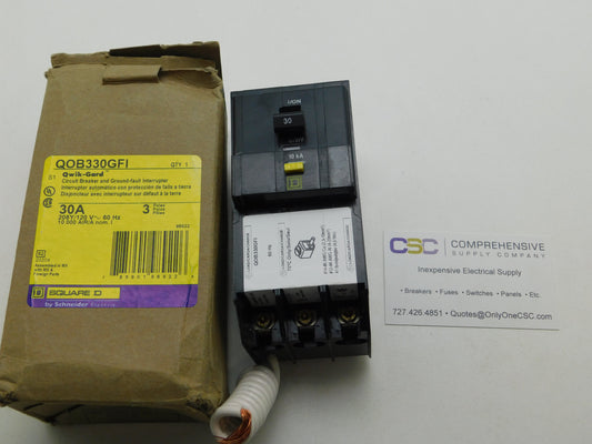 QOB330GFI - Square D 30A Amp 3P Pole 10kA@208Y/120V Bolt On Ground Fault GFCI Circuit Breaker