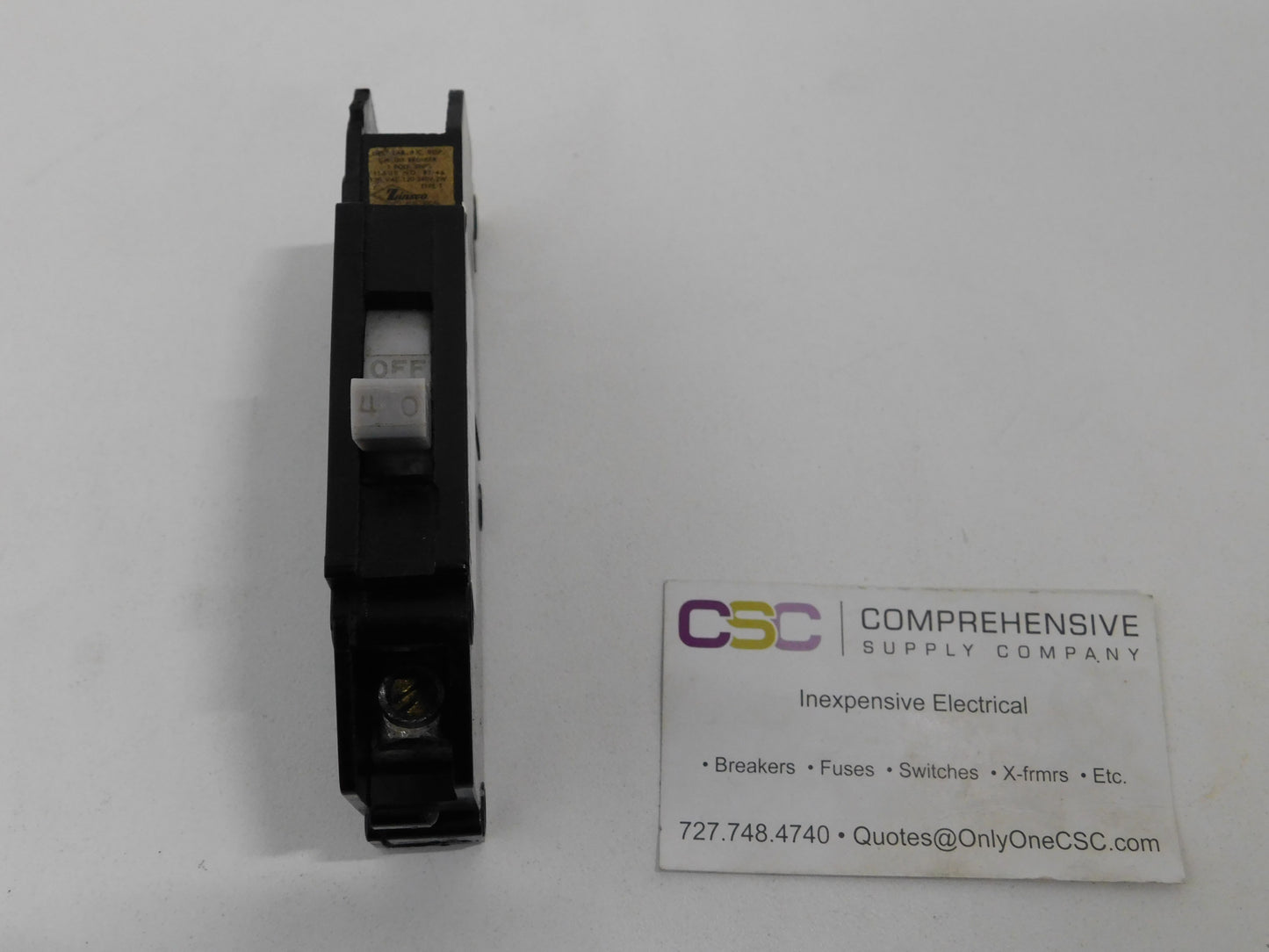 Q140 - Zinsco 40A Amp 1P Pole 10kA@120/240V Plug On Circuit Breaker W/Gray Handle