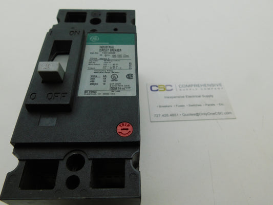 TED124020 - GE 20A Amp 2P Pole 18kA@480V Bolt On Circuit Breaker