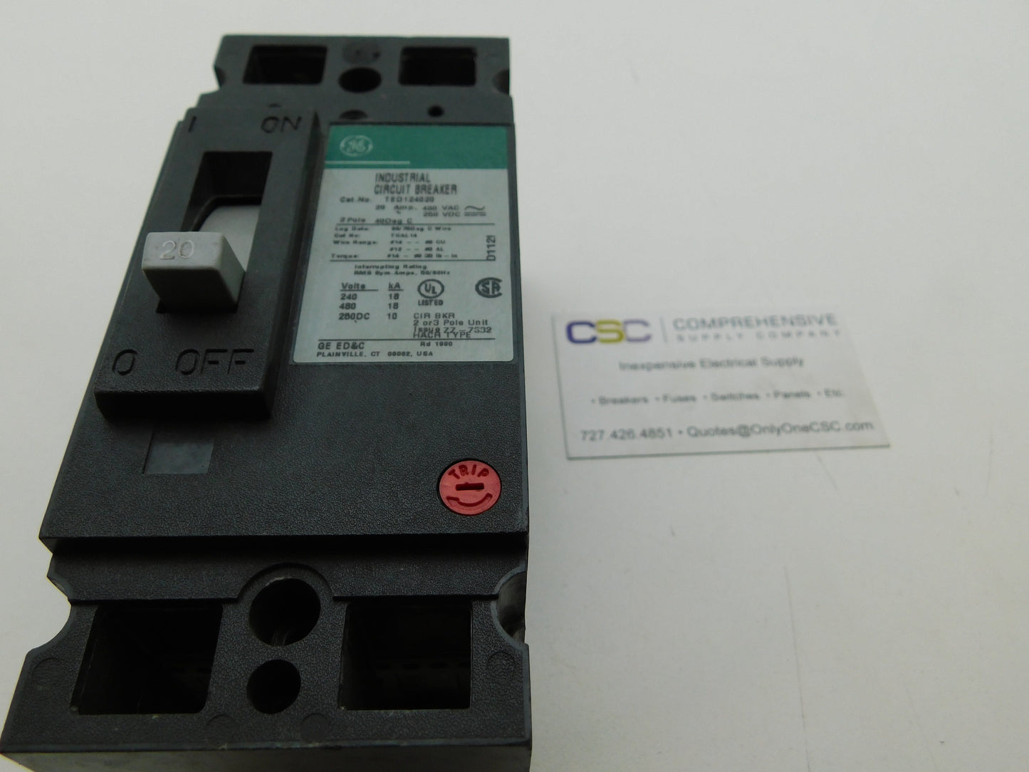 TED124020 - GE 20A Amp 2P Pole 18kA@480V Bolt On Circuit Breaker