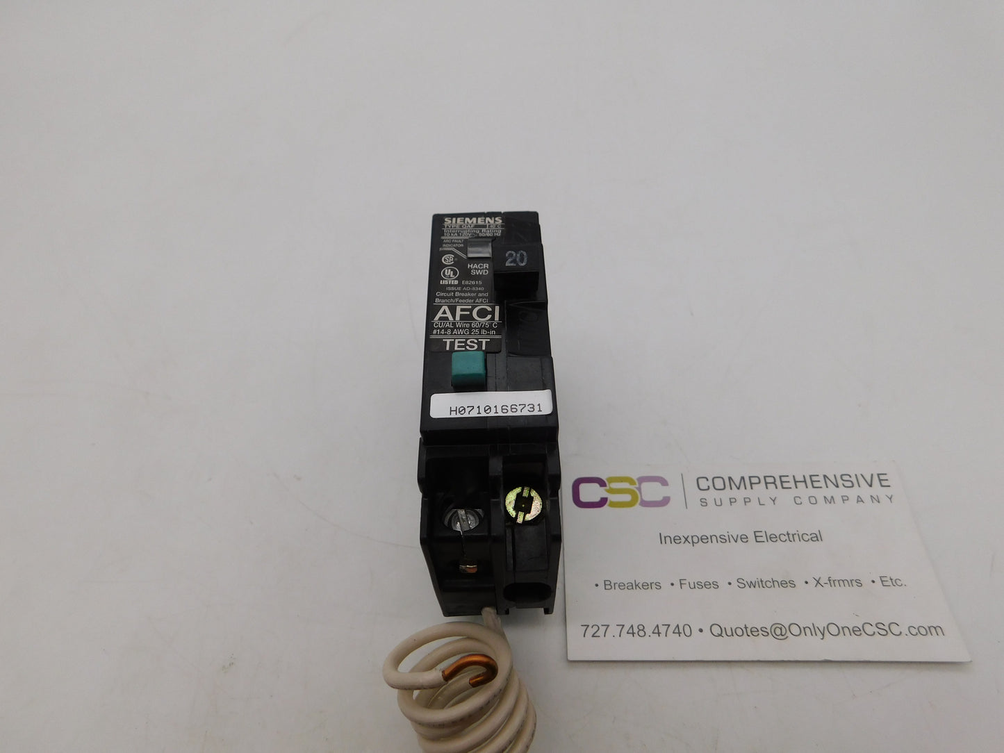 Q120AF - Siemens 20A Amp 1P Pole 10kA@120V Plug On Arc Fault AFCI Circuit Breaker