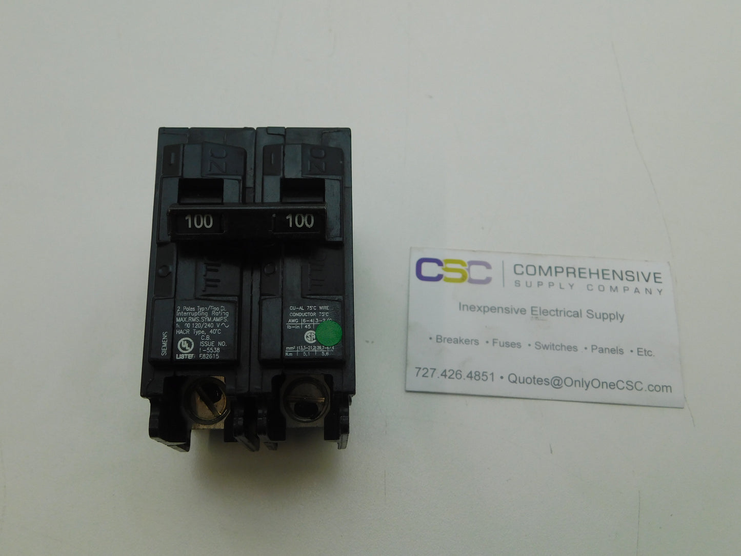 B2100 - Siemens 100A Amp 2P Pole 10kA@120/240V Bolt On Circuit Breaker