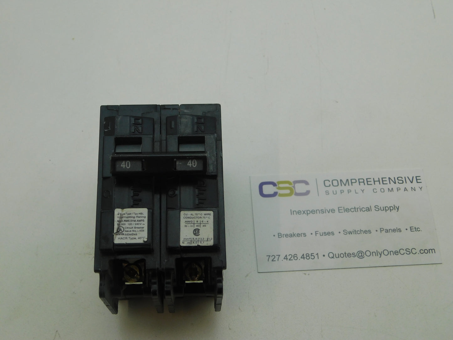 B240HH - Siemens 40A Amp 2P Pole 65kA@120/240V Bolt On Circuit Breaker