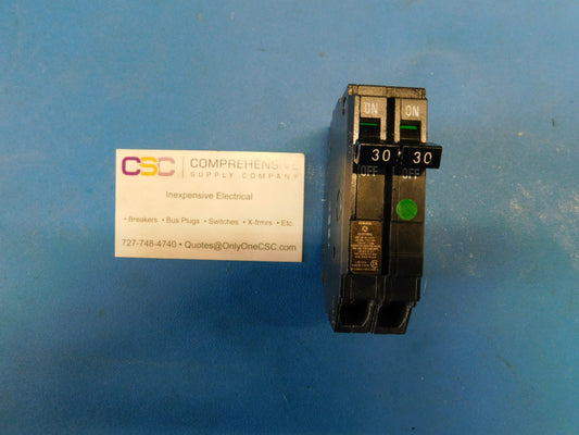 THQP230 - GE 30A Amp 2P Pole 10kA@120/240V Plug On Thin Circuit Breaker - Older Series