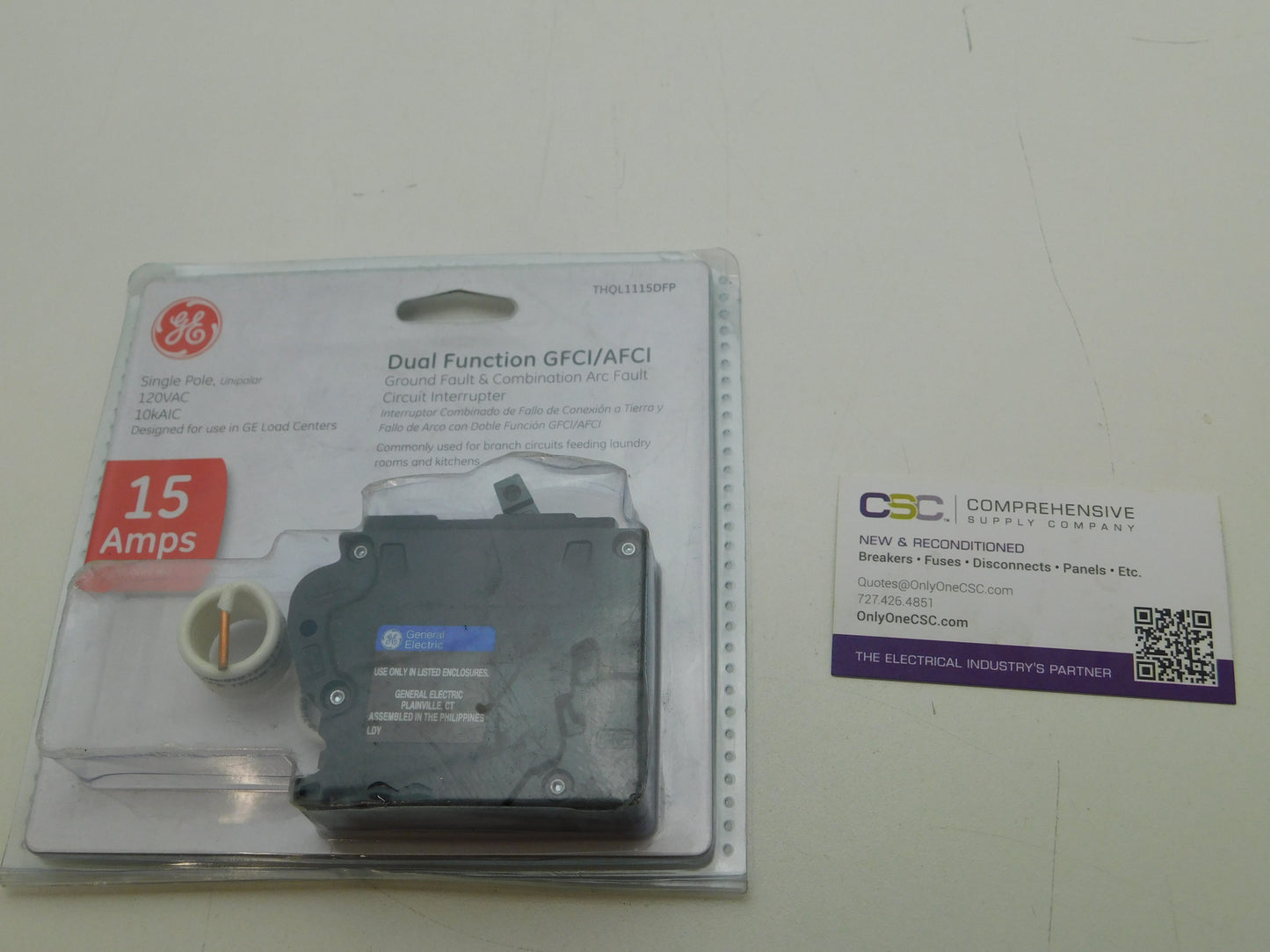 THQL1115DF - GE 15A Amp 1P Pole 10kA@120/240V Dual Function AFCI/GFCI Circuit Breaker