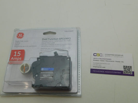 THQL1115DF - GE 15A Amp 1P Pole 10kA@120/240V Dual Function AFCI/GFCI Circuit Breaker