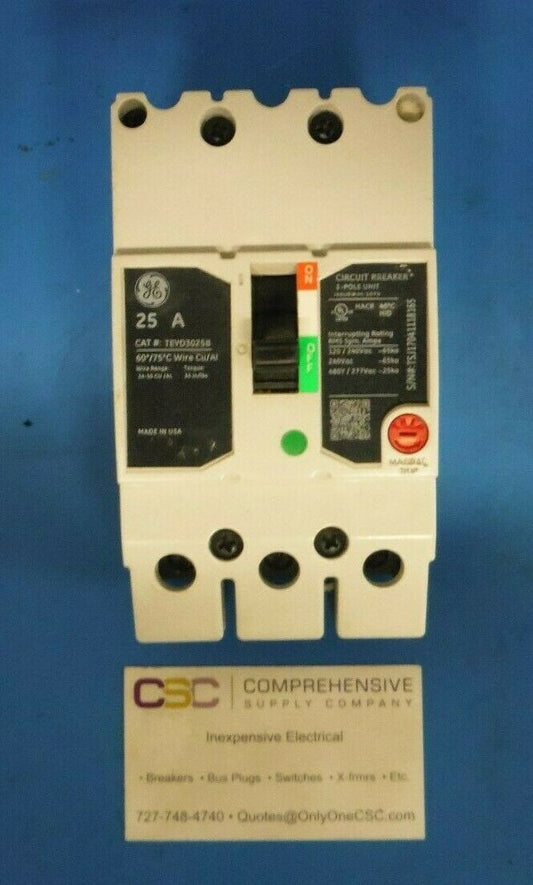 TEYD3025B - GE 25A Amp 3P Pole 25kA@480Y/277V Bolt On Circuit Breaker