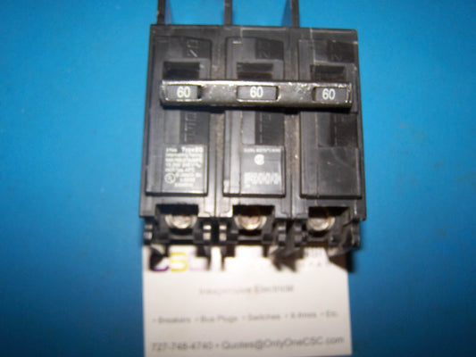 BQ3B060 - Siemens 60A Amp 3P Pole 10kA@240V Bolt On Circuit Breaker