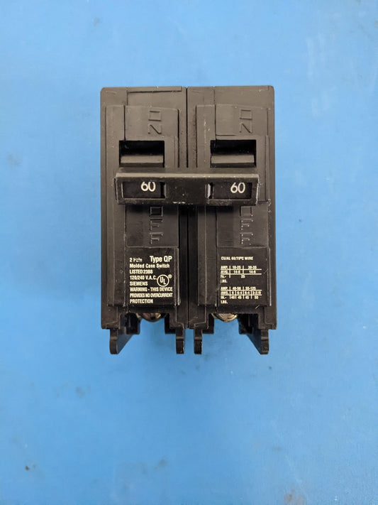 Q260S - Siemens 60A Amp 2P Pole 10kA@120/240V Plug On Molded Case Switch