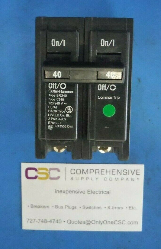 BR240 - Cutler Hammer 40A Amp 2P Pole 10kA@120/240V Plug On Circuit Breaker