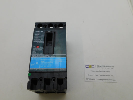 ED43B070 - Siemens 70A Amp 3P Pole 18kA@480V Bolt On Circuit Breaker W/Black Label