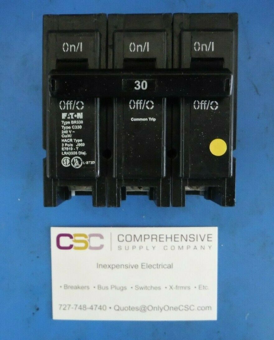 BR330 - Cutler Hammer 30A Amp 3P Pole 10kA@240V Plug On Circuit Breaker