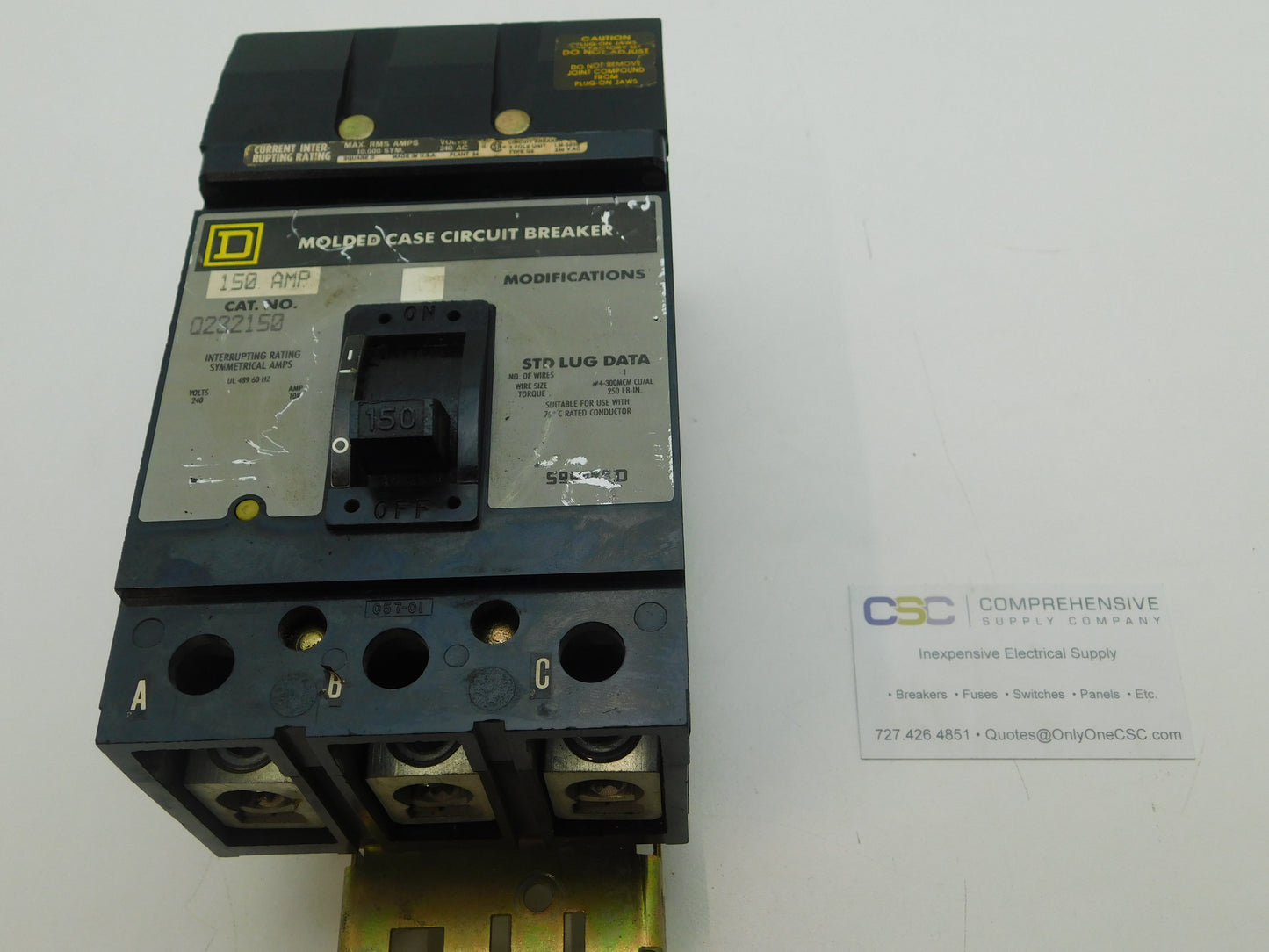Q232150 - Square D 150A Amp 3P Pole 10kA@240V I-Line Plug On Circuit Breaker W/Gray Label